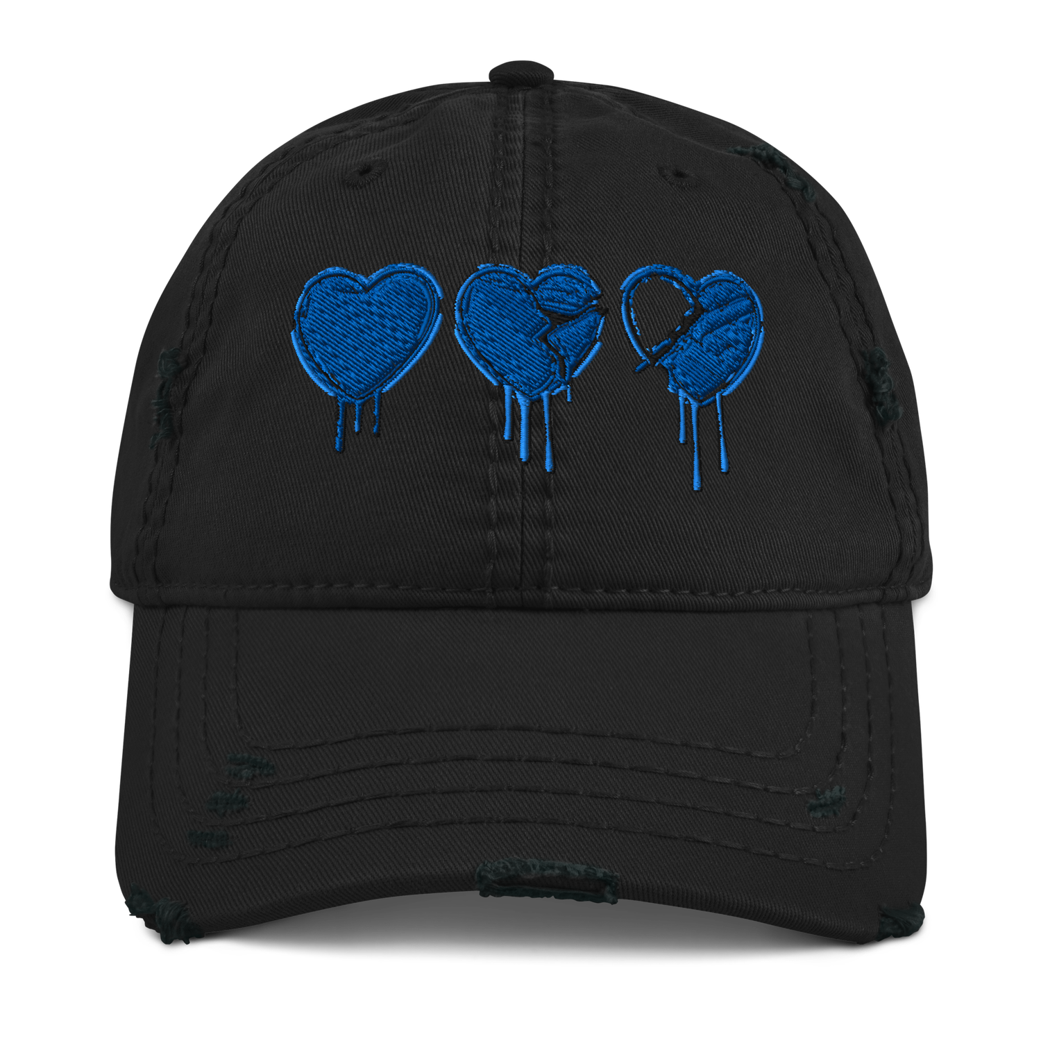 Distressed Dad Hat - Denim Hearts Collection