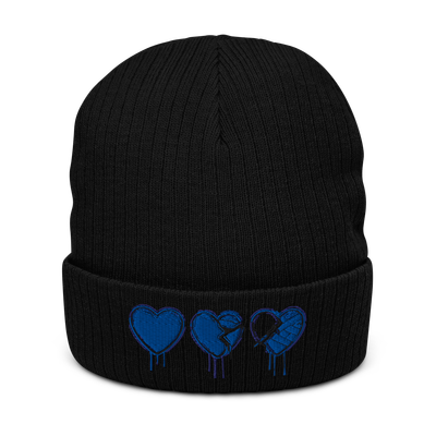Ribbed Knit Beanie - Denim Hearts Collection