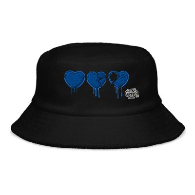 Unstructured Terry Cloth Bucket - Denim Hearts Collection