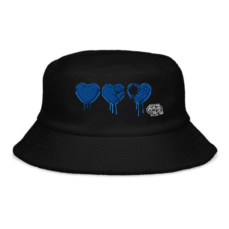 Unstructured Terry Cloth Bucket - Denim Hearts Collection