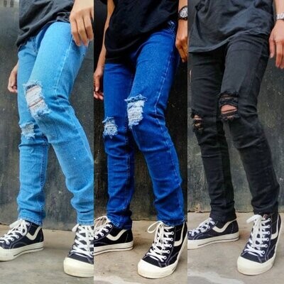 Celana Jeans Pria Sobek Lutut