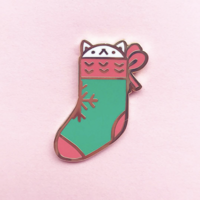 Christmas Stocking Kitty pin