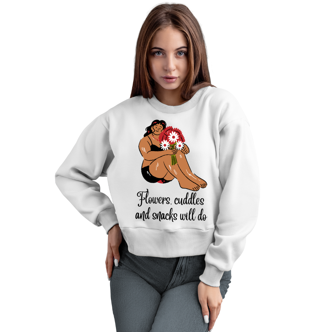 Flowers, Cuddles, and Snacks Will Do Tee – Cozy Comfort and Love in Every Stitch