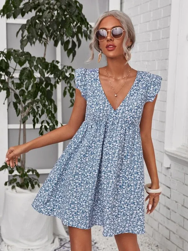 Frenchy Ruffle Armhole Ditsy Floral Dress