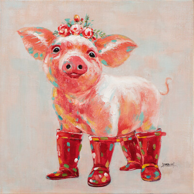 Bild Schweinchen mit roten Gummistiefeln