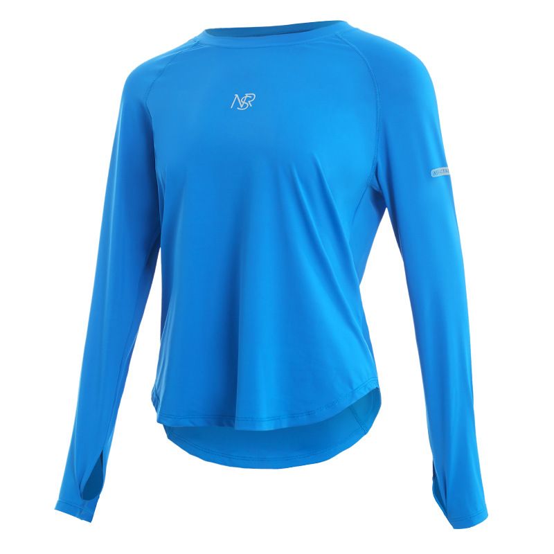 Long Sleeved High Stretch Sweatshirt, Color: Bright blue NSRF211412, Size: L(162cm-172cm105-120catty）