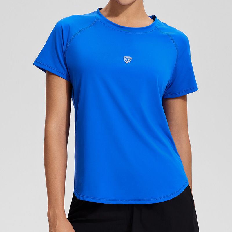 Short Sleeved High Stretch Sweatshirt, Color: NSRF211433 Bright blue, Size: L