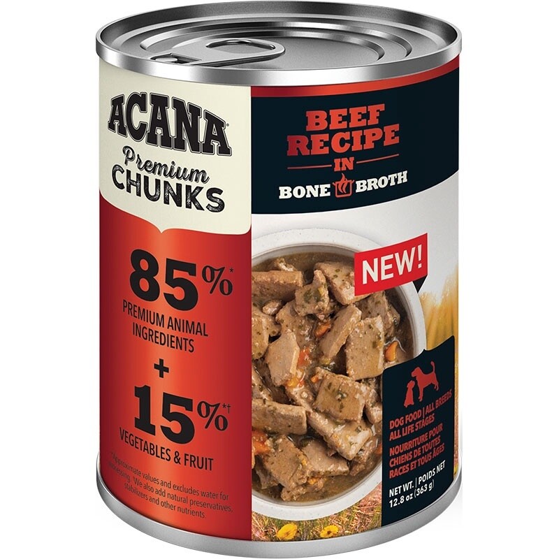 12.8OZ ACANA BEEF W/CHUNKS CS/12