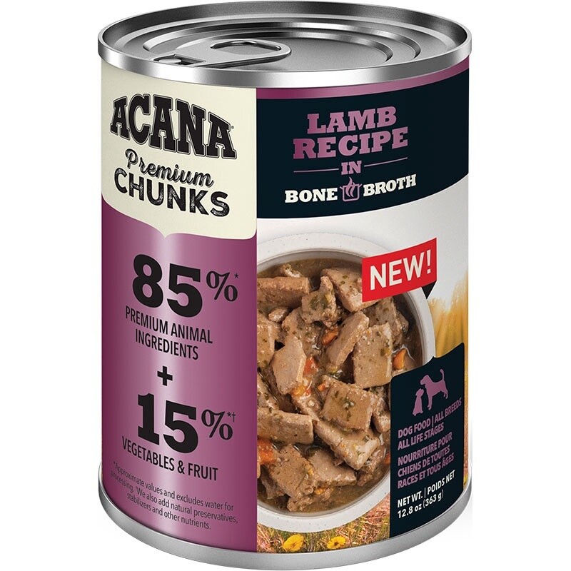 12.8OZ ACANA LAMB CHUNK IN BRO CS/12
