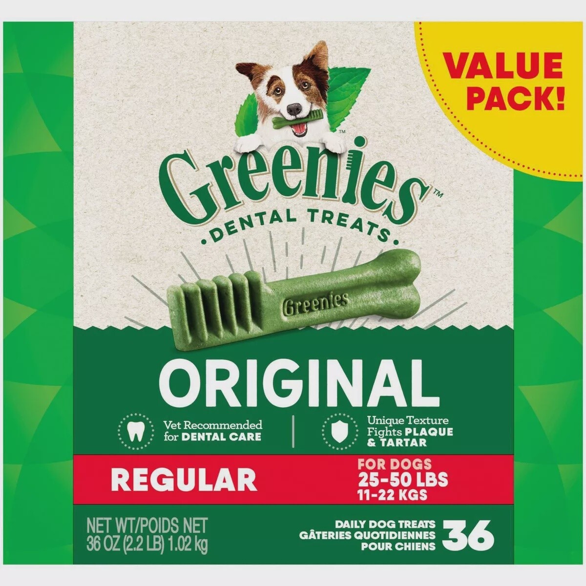 GREENIES DOG REGULAR TUB PAK