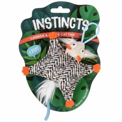 INSTINCTS SOARIN SQUIRREL HAPPYNIP SILVERVINE &amp; CATNIP CRINKLE PLUSH