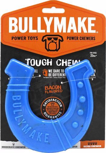 BULLYMAKE NYLON BLUE HORSESHOE- BACON FLAVORED