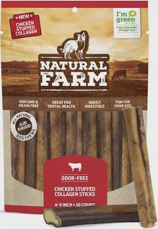 Natural Farm Collagen Stick - Stuffed w/ Chicken 6&quot;