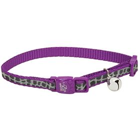 3/8 -12IN LAZER BRITE CAT COLLAR-PURPLE ANIMAL PRINT