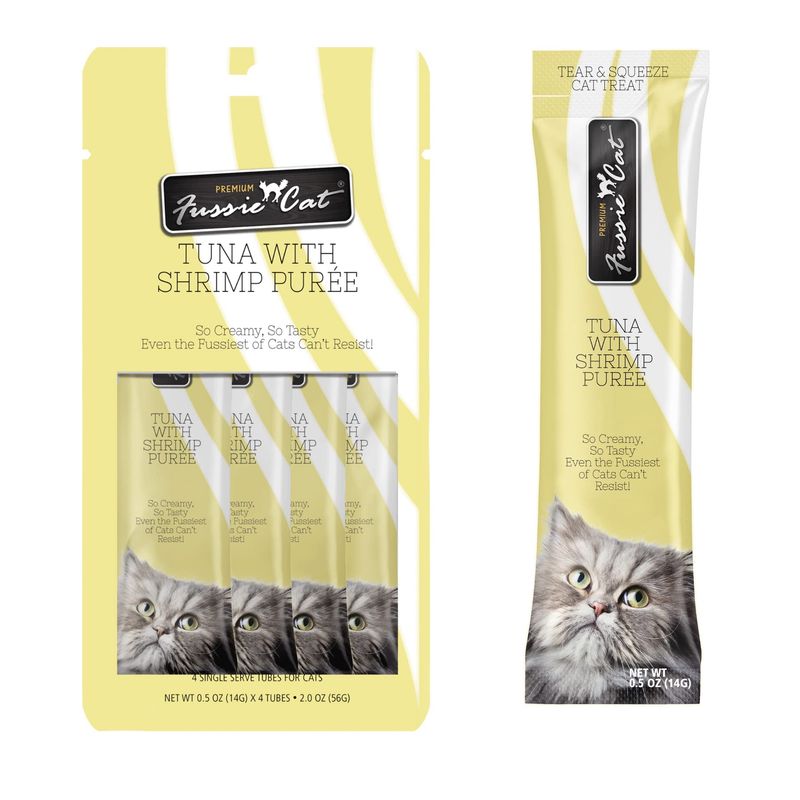 FUSSIE CAT GF PUREE TUNA &amp; SHRIMP 4CT