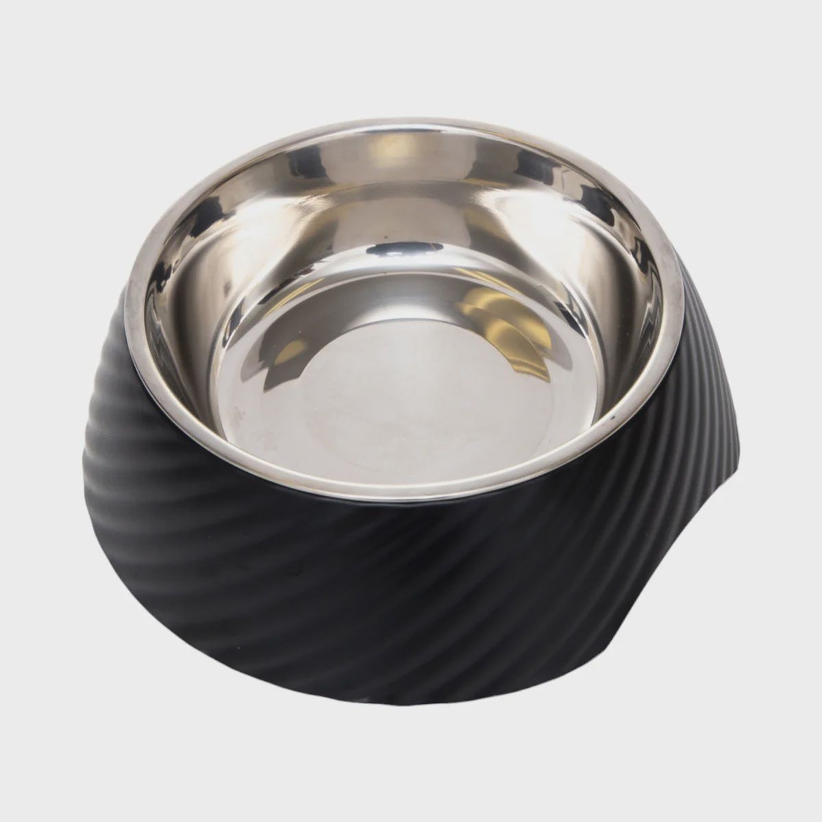 TWILL ROUND MELAMINE STAINLESS STEEL BOWL-BLACK 24OZ