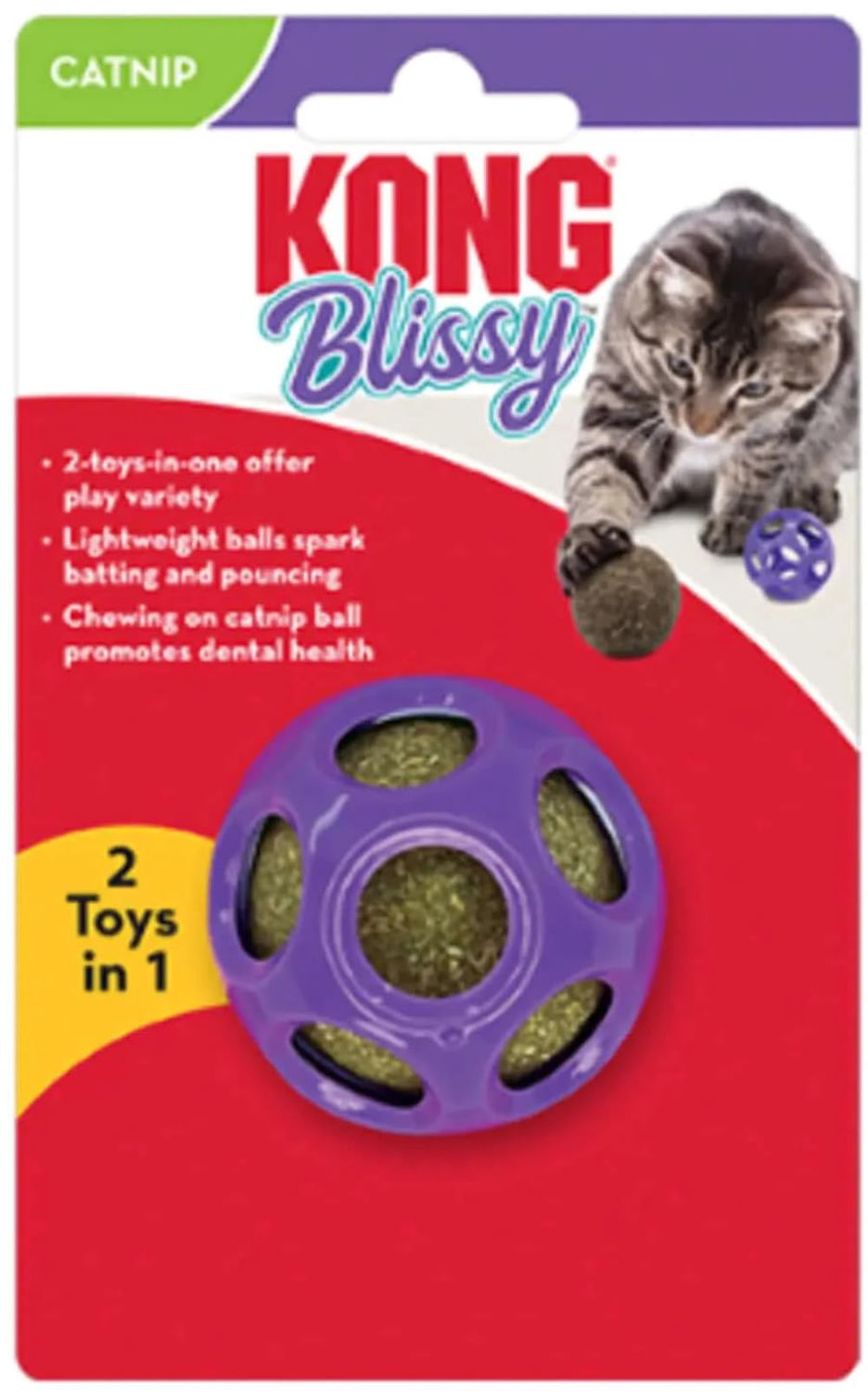 KONG BLISSY MOON BALL W/ PAW BALL CATNIP