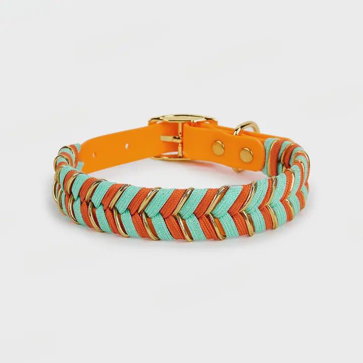 LOOFIE WATERPROOF WOVEN COLLAR - ORANGE SMALL
