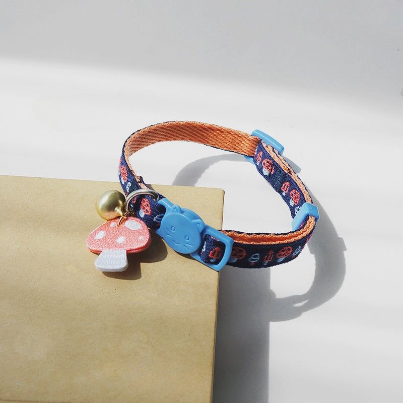MOKKA - ADJUSTABLE CAT COLLAR - BLUE MUSHROOM