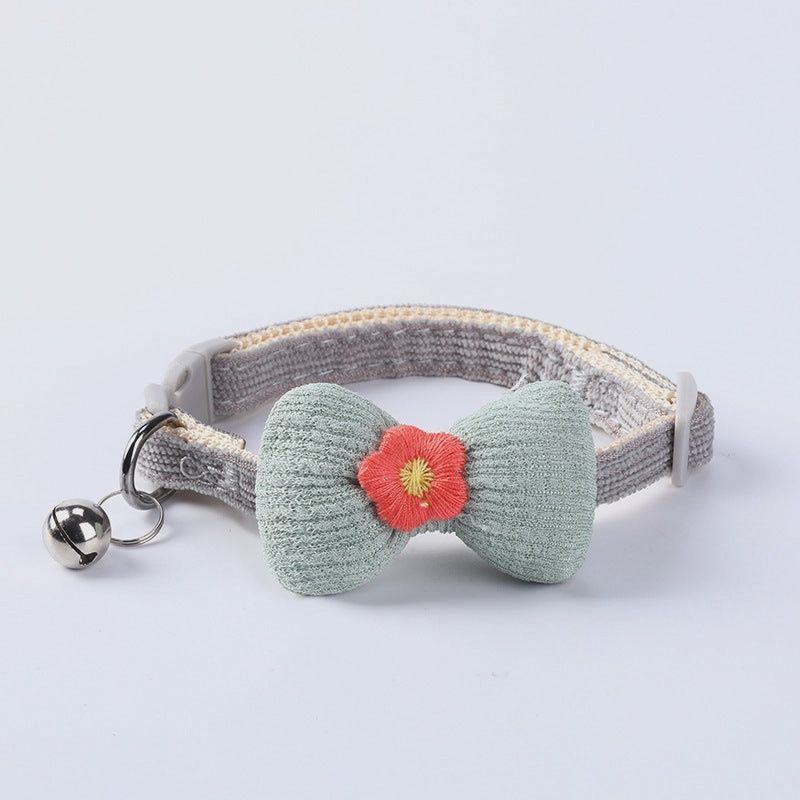MOKKA - ADJUSTABLE CAT COLLAR - BOWTIE GREEN