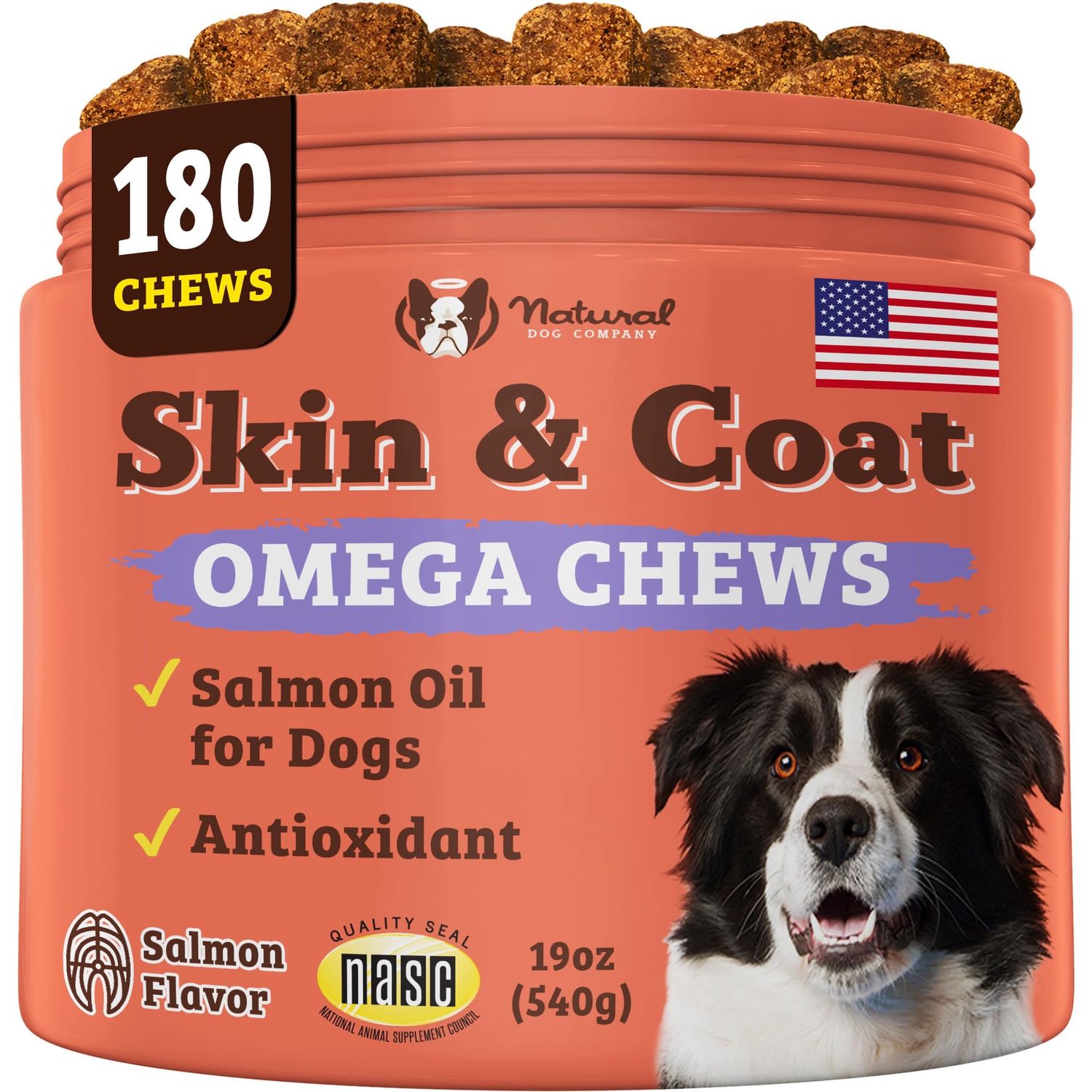 NATURAL DOG COMPANY SKIN &amp; COAT CHEWS 180CT CS/4