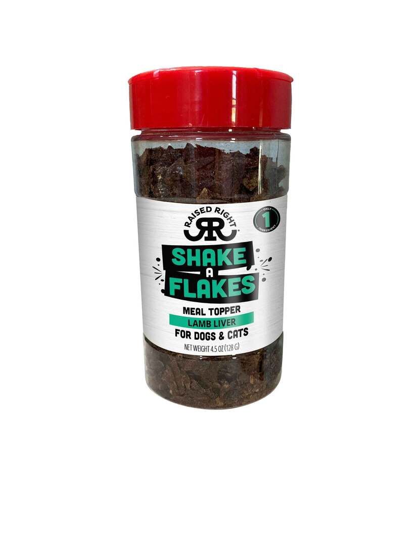RAISED RIGHT DOG CAT SHAKE A FLAKES LAMB 4.5OZ