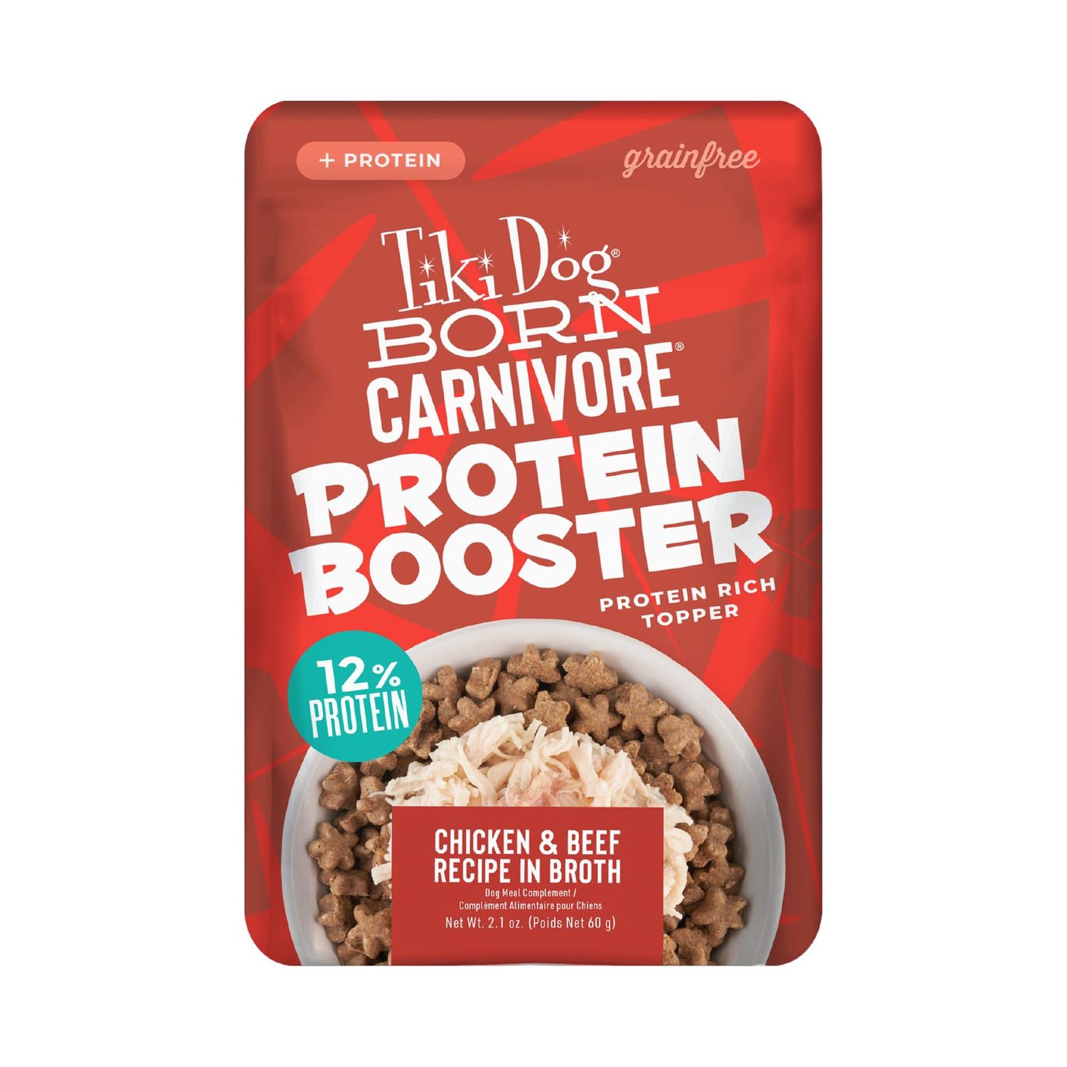 TIKI DOG PROTEIN BOOSTER TOPPER CHKN/BEEF 2.1OZ CS/12
