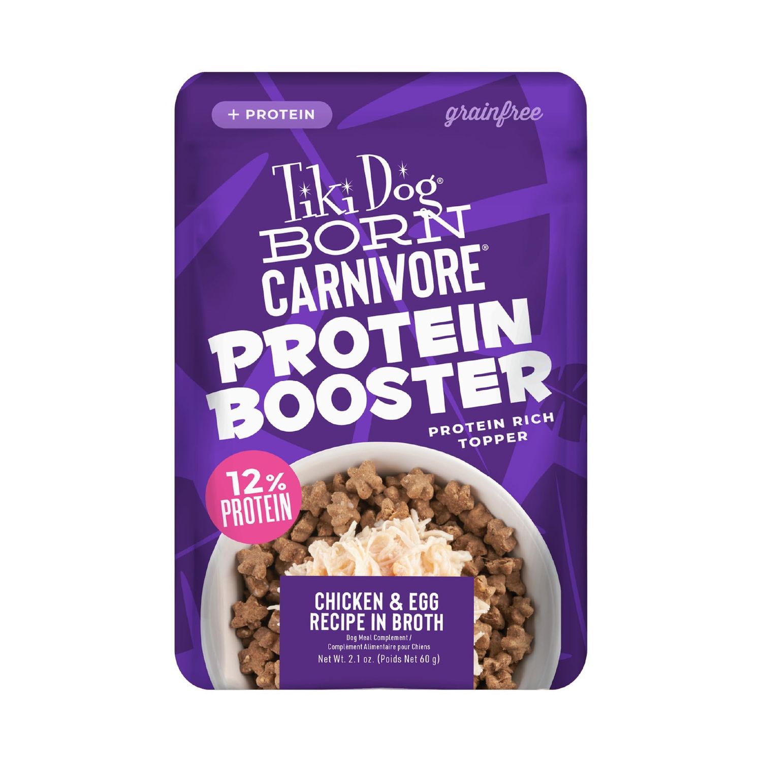 TIKI DOG PROTEIN BOOSTER TOPPER-CHKN/EGG 2.1OZ CS/12