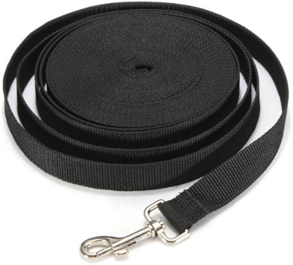 25FT NYLON TRAINING LEASH BLACK