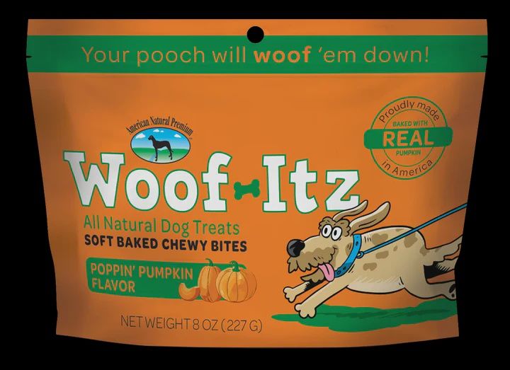 8OZ ANP WOOF ITZ POPPIN PUMPKIN DOG TREAT CS/6
