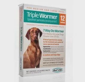 TRIPLE WORMER MED/LG DOGS