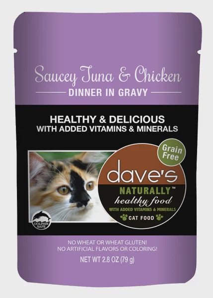 DAVES CAT POUCHES TUNA/CHICKEN