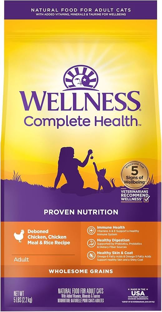 WELLNESS COMPLETE HEALTH WHOLESOME GRAINS CHICKEN &amp; RICE CAT 5#