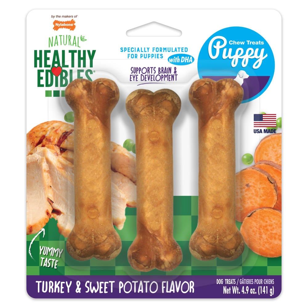 NYLABONE EDIBLES 3CT PUPPY TURKEY &amp;  SW POTATO