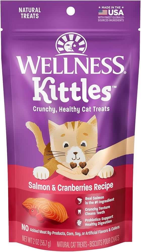WELLNESS KITTLES SALMON &amp; CRANBERRY TREAT CAT 6OZ 8/CS