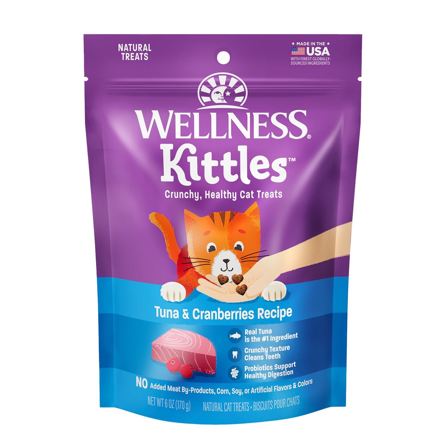 WELLNESS KITTLES TUNA &amp; CRANBERRY TREAT CAT 6OZ 8/CS