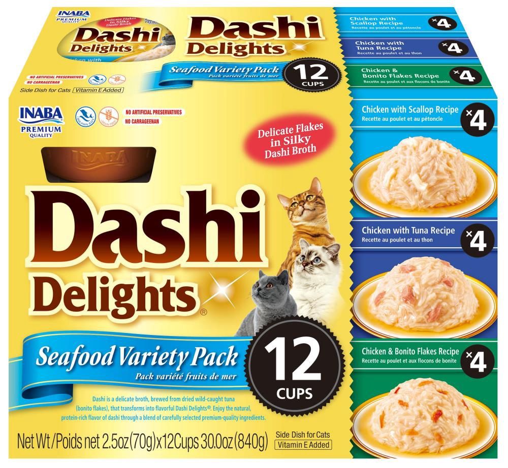 Inaba Dashi Delights Seafood Variety Pack Cat Treats 2.5 Oz