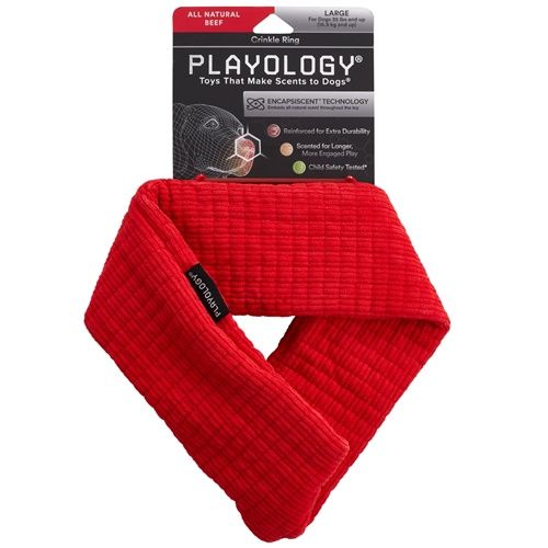 Playology All Natural Beef Scented Plush Crinkle Ring Large