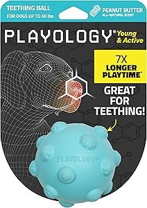 Playology Teething Ball Peanut Butter Puppy Toy Large