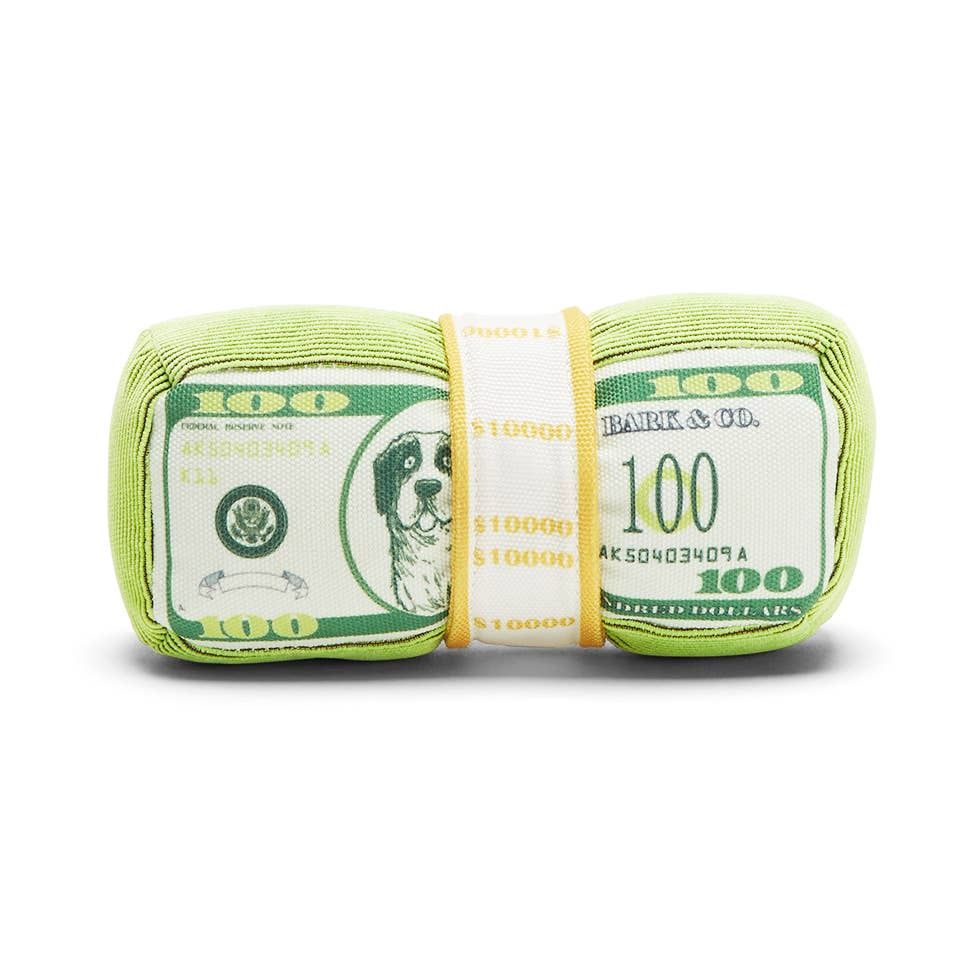 Bark Doggo Doggo Bills Y&#39;all Money Plush Dog Toy Green Extra Small / Medium
