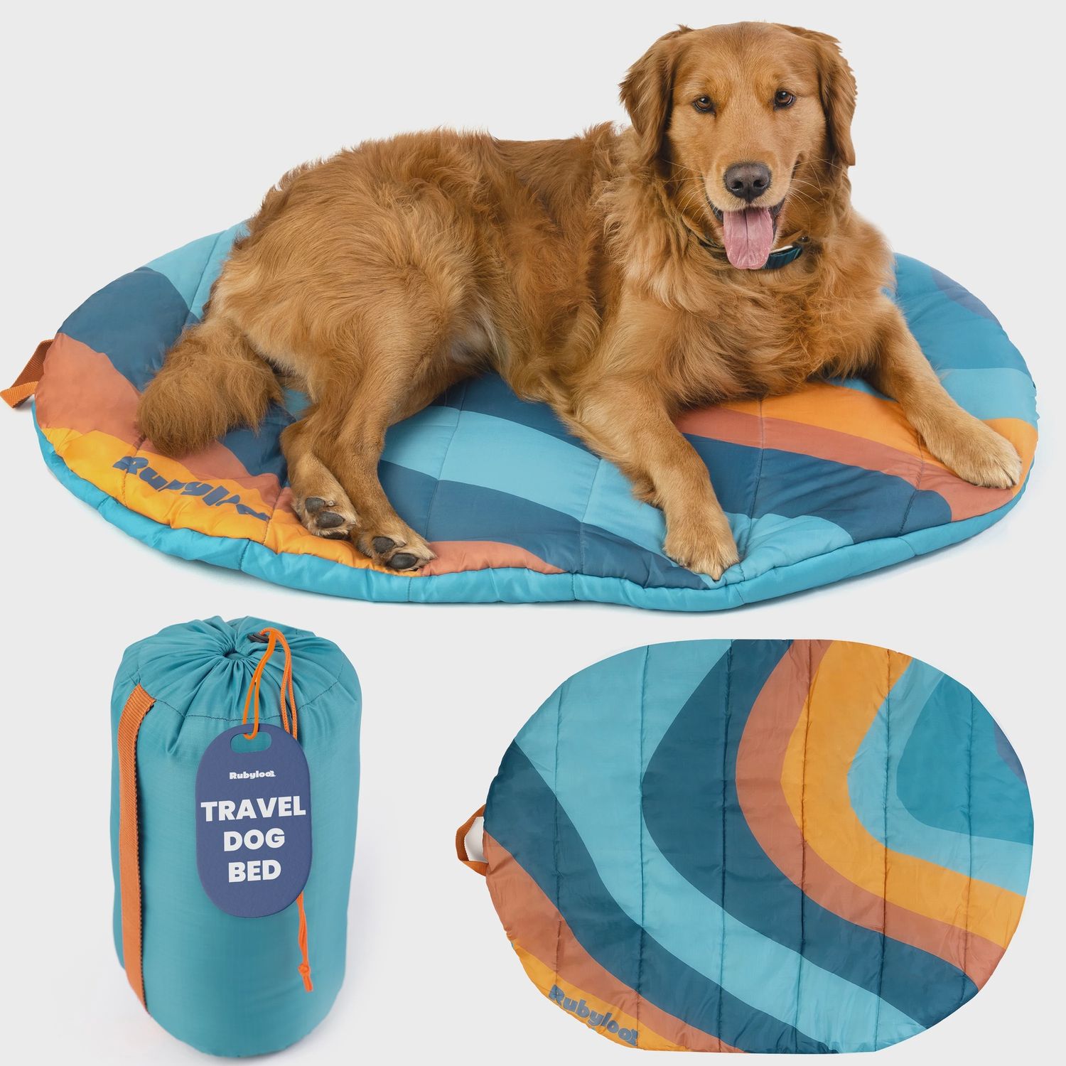 Travel Dog Bed -Sunset Turf Teal