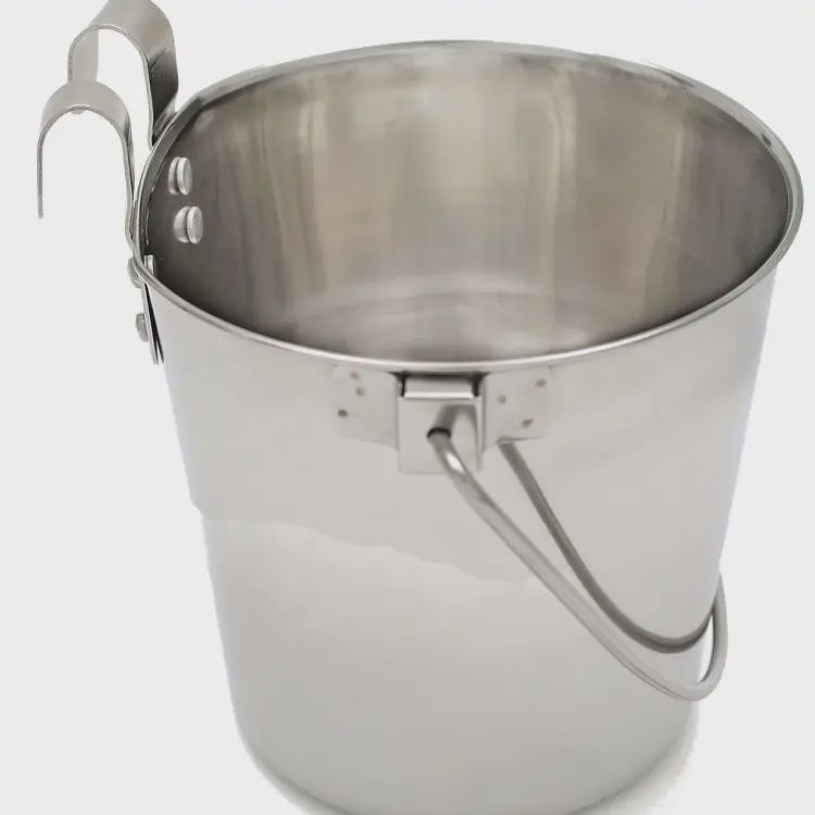 2 QT Stainless Steel Flat Sided Bucket w/ Hooks