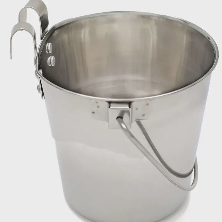 2 Quart Stainless Steel Flat Sided Bucket with Hooks