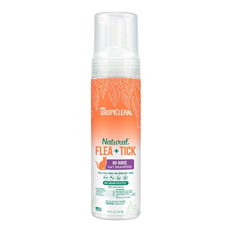 Tropiclean Cat Flea &amp; Tick No-Rinse Shampoo 7.4 Oz