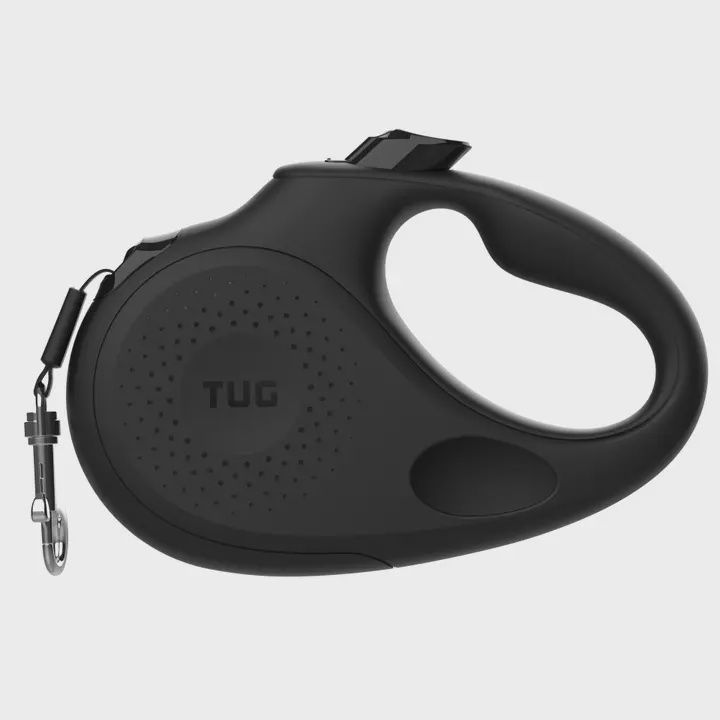 Tug Retractable Dog Leash with Integrated Dispenser Black Sm