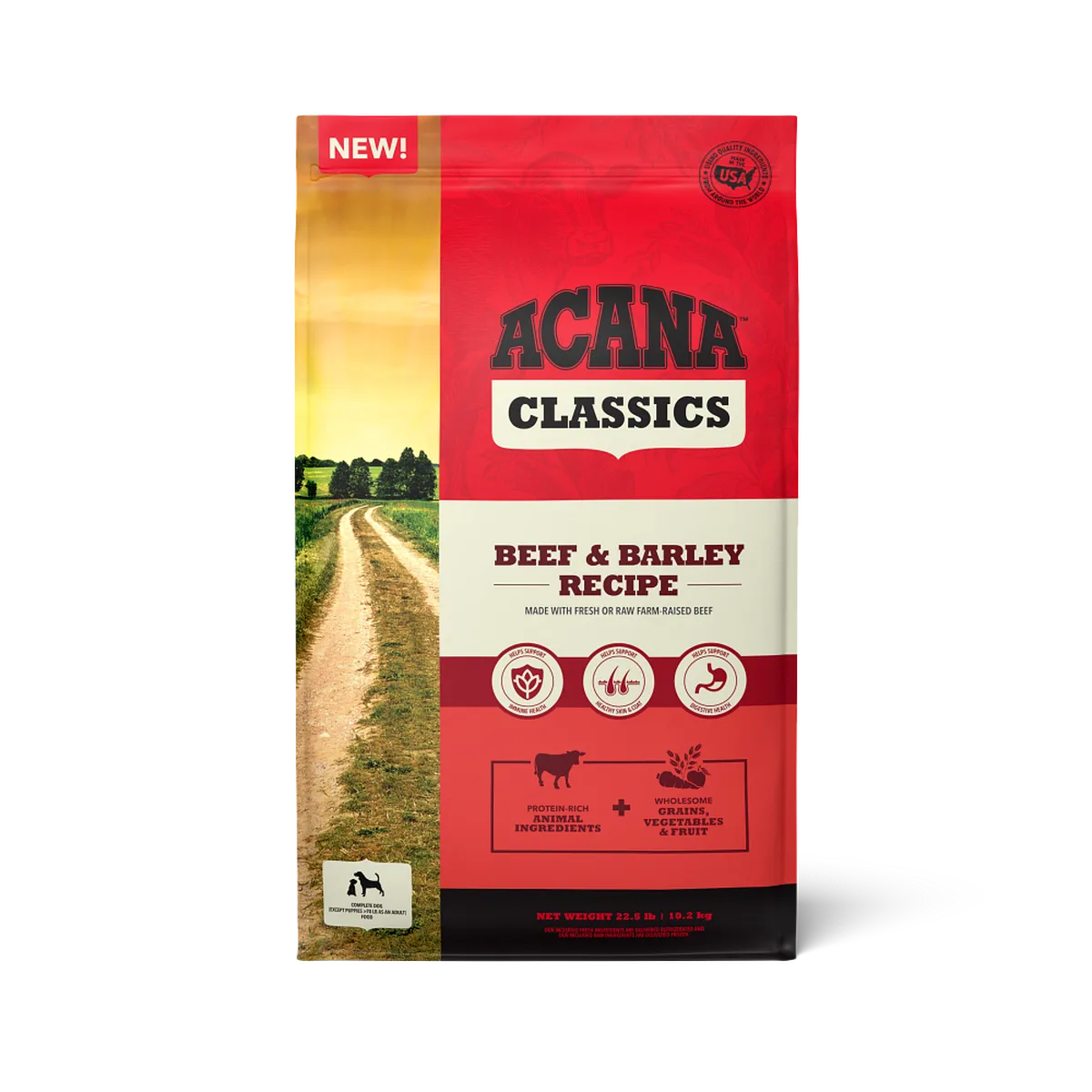 ACANA DOG CLASSICS BEEF &amp; BARLEY 22.5#