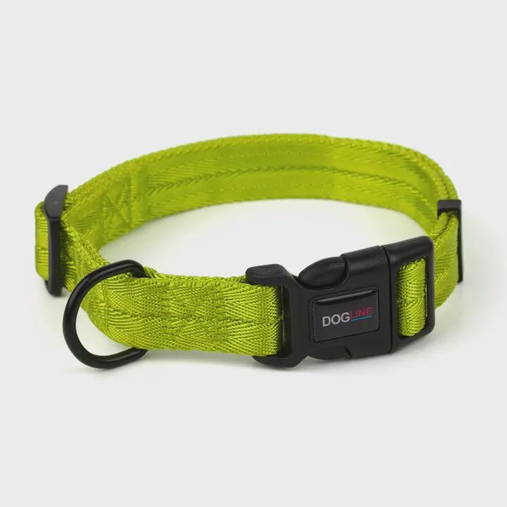 Nylon Flat Collar  Lime Green, 16-24"