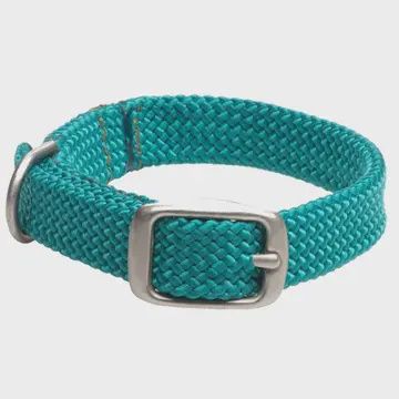 Double Braid Jr Collars - 9/16" Width W/Brass Hardware Teal