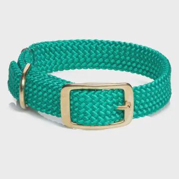 Double Braid Jr Collars - 9/16" Width W/Brass Hardware Kelly Green