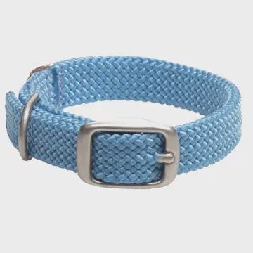 Double Braid Jr Collars - 9/16" Width W/Brass Hardware Sky Blue